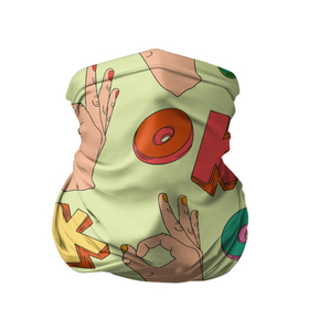 Бандана-труба 3D с принтом Emoji ok в Курске, 100% полиэстер, ткань с особыми свойствами — Activecool | плотность 150‒180 г/м2; хорошо тянется, но сохраняет форму | 