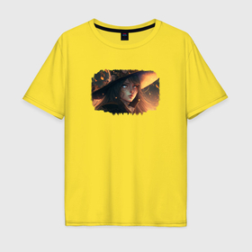 Мужская футболка хлопок Oversize с принтом Юная волшебница в Курске, 100% хлопок | свободный крой, круглый ворот, “спинка” длиннее передней части | 
