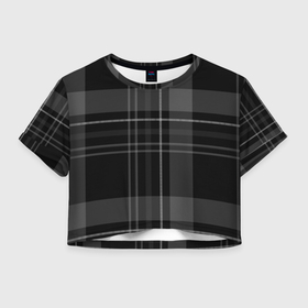 Женская футболка Crop-top 3D с принтом Темная клетка , 100% полиэстер | круглая горловина, длина футболки до линии талии, рукава с отворотами | 