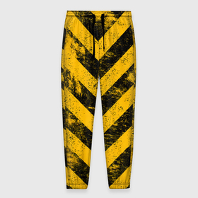 Мужские брюки 3D с принтом Warning   желто черные полосы в Петрозаводске, 100% полиэстер | манжеты по низу, эластичный пояс регулируется шнурком, по бокам два кармана без застежек, внутренняя часть кармана из мелкой сетки | 