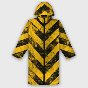 Мужской дождевик 3D с принтом Warning   желто черные полосы в Петрозаводске,  |  | 