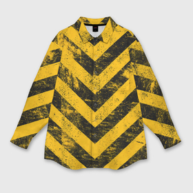 Мужская рубашка oversize 3D с принтом Warning   желто черные полосы в Петрозаводске,  |  | 