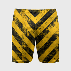 Мужские шорты спортивные с принтом Warning   желто черные полосы в Петрозаводске,  |  | 
