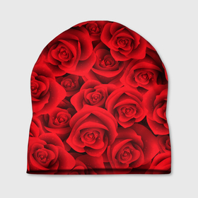 Шапка 3D с принтом Million scarlet roses в Екатеринбурге, 100% полиэстер | универсальный размер, печать по всей поверхности изделия | Тематика изображения на принте: 