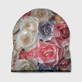 Шапка 3D с принтом Multicolored roses в Курске, 100% полиэстер | универсальный размер, печать по всей поверхности изделия | 