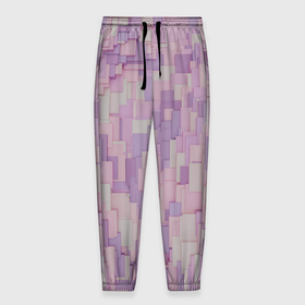 Мужские брюки 3D с принтом Множество розовых геометрических кубов в Тюмени, 100% полиэстер | манжеты по низу, эластичный пояс регулируется шнурком, по бокам два кармана без застежек, внутренняя часть кармана из мелкой сетки | 