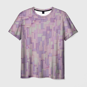 Мужская футболка 3D с принтом Множество розовых геометрических кубов в Белгороде, 100% полиэфир | прямой крой, круглый вырез горловины, длина до линии бедер | Тематика изображения на принте: 