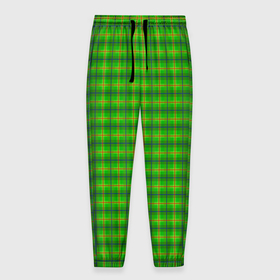 Мужские брюки 3D с принтом Шотландка зеленая крупная , 100% полиэстер | манжеты по низу, эластичный пояс регулируется шнурком, по бокам два кармана без застежек, внутренняя часть кармана из мелкой сетки | 