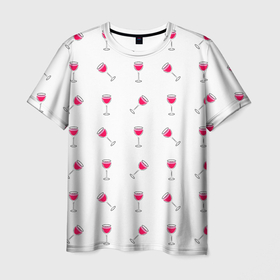 Мужская футболка 3D с принтом Розовое вино , 100% полиэфир | прямой крой, круглый вырез горловины, длина до линии бедер | 
