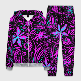 Мужской костюм 3D с принтом Colorful floral pattern , 100% полиэстер | Манжеты и пояс оформлены тканевой резинкой, двухслойный капюшон со шнурком для регулировки, карманы спереди | 