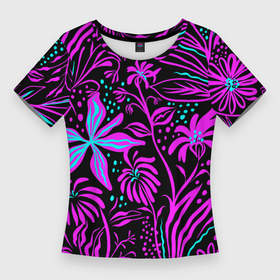 Женская футболка 3D Slim с принтом Colorful floral pattern в Белгороде,  |  | 