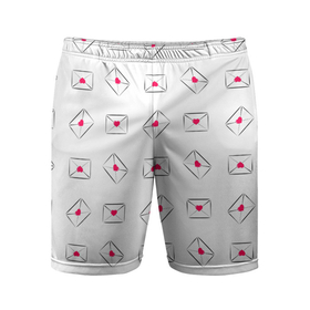 Мужские шорты спортивные с принтом Валентинки в конвертах ,  |  | Тематика изображения на принте: 