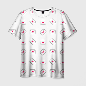 Мужская футболка 3D с принтом Валентинки в конвертах , 100% полиэфир | прямой крой, круглый вырез горловины, длина до линии бедер | Тематика изображения на принте: 