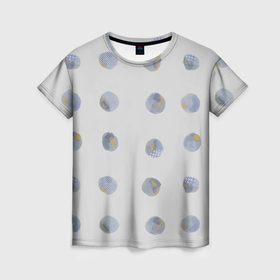 Женская футболка 3D с принтом паттерн с акварельными кругами , 100% полиэфир ( синтетическое хлопкоподобное полотно) | прямой крой, круглый вырез горловины, длина до линии бедер | 