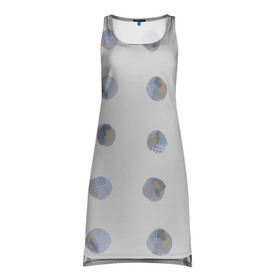 Платье-майка 3D с принтом паттерн с акварельными кругами в Кировске, 100% полиэстер | полуприлегающий силуэт, широкие бретели, круглый вырез горловины, удлиненный подол сзади. | 