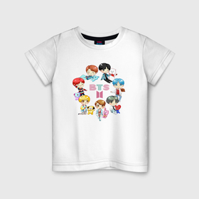 Детская футболка хлопок с принтом BTS Bangtan Toys в Кировске, 100% хлопок | круглый вырез горловины, полуприлегающий силуэт, длина до линии бедер | Тематика изображения на принте: 