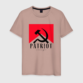 Мужская футболка хлопок с принтом Patriot в Курске, 100% хлопок | прямой крой, круглый вырез горловины, длина до линии бедер, слегка спущенное плечо. | 
