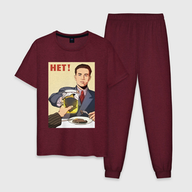 Мужская пижама хлопок с принтом Кротовуха советский плакат , 100% хлопок | брюки и футболка прямого кроя, без карманов, на брюках мягкая резинка на поясе и по низу штанин
 | 