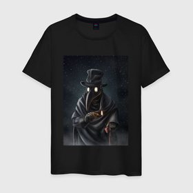 Мужская футболка хлопок с принтом Чумной доктор в Средневековье в Санкт-Петербурге, 100% хлопок | прямой крой, круглый вырез горловины, длина до линии бедер, слегка спущенное плечо. | 