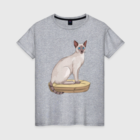 Женская футболка хлопок Сиамская кошка: в Ухте, 100% хлопок | прямой крой, круглый вырез горловины, длина до линии бедер, слегка спущенное плечо |