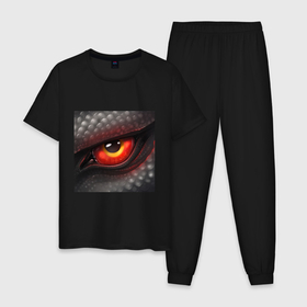 Мужская пижама хлопок с принтом Красный глаз Черного дракона в Кировске, 100% хлопок | брюки и футболка прямого кроя, без карманов, на брюках мягкая резинка на поясе и по низу штанин
 | 
