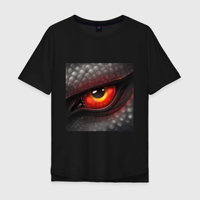 Мужская футболка хлопок Oversize с принтом Красный глаз Черного дракона в Екатеринбурге, 100% хлопок | свободный крой, круглый ворот, “спинка” длиннее передней части | 