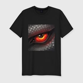 Мужская футболка хлопок Slim с принтом Красный глаз Черного дракона в Белгороде, 92% хлопок, 8% лайкра | приталенный силуэт, круглый вырез ворота, длина до линии бедра, короткий рукав | 
