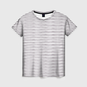 Женская футболка 3D с принтом Серая тельняшка Полосатый принт в Санкт-Петербурге, 100% полиэфир ( синтетическое хлопкоподобное полотно) | прямой крой, круглый вырез горловины, длина до линии бедер | 