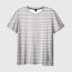 Мужская футболка 3D с принтом Серая тельняшка Полосатый принт в Санкт-Петербурге, 100% полиэфир | прямой крой, круглый вырез горловины, длина до линии бедер | 