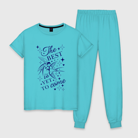 Женская пижама хлопок с принтом Inspirational spring quote в Тюмени, 100% хлопок | брюки и футболка прямого кроя, без карманов, на брюках мягкая резинка на поясе и по низу штанин | 