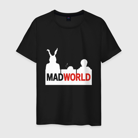 Мужская футболка хлопок с принтом Mad world в Екатеринбурге, 100% хлопок | прямой крой, круглый вырез горловины, длина до линии бедер, слегка спущенное плечо. | Тематика изображения на принте: 