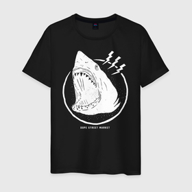 Мужская футболка хлопок с принтом Dope street market shark в Белгороде, 100% хлопок | прямой крой, круглый вырез горловины, длина до линии бедер, слегка спущенное плечо. | 