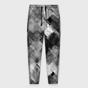Мужские брюки 3D с принтом Полоски белые и чёрные в Тюмени, 100% полиэстер | манжеты по низу, эластичный пояс регулируется шнурком, по бокам два кармана без застежек, внутренняя часть кармана из мелкой сетки | 