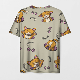 Мужская футболка 3D с принтом Эмоциональный котик в Рязани, 100% полиэфир | прямой крой, круглый вырез горловины, длина до линии бедер | 
