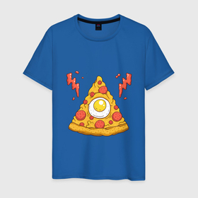Мужская футболка хлопок с принтом Кусочек пиццы в Курске, 100% хлопок | прямой крой, круглый вырез горловины, длина до линии бедер, слегка спущенное плечо. | 