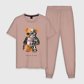 Мужская пижама хлопок с принтом Future is now , 100% хлопок | брюки и футболка прямого кроя, без карманов, на брюках мягкая резинка на поясе и по низу штанин
 | 