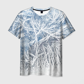 Мужская футболка 3D с принтом Абстрактный ледяной паттерн в Белгороде, 100% полиэфир | прямой крой, круглый вырез горловины, длина до линии бедер | 