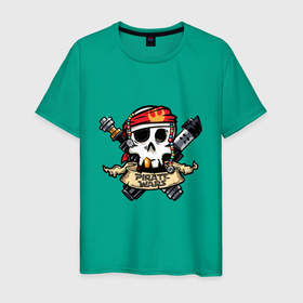 Мужская футболка хлопок с принтом Пиратские воины в Новосибирске, 100% хлопок | прямой крой, круглый вырез горловины, длина до линии бедер, слегка спущенное плечо. | 