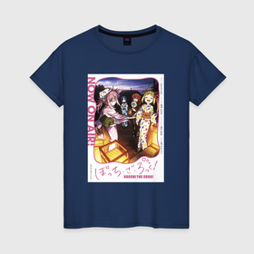Женская футболка хлопок с принтом Группа Кэссоку в кимоно   Одинокий рокер в Кировске, 100% хлопок | прямой крой, круглый вырез горловины, длина до линии бедер, слегка спущенное плечо | 