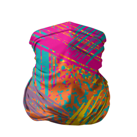 Бандана-труба 3D с принтом Абстрактный набор мазков жёлтых, розовый, синий и оранжевых красок в Белгороде, 100% полиэстер, ткань с особыми свойствами — Activecool | плотность 150‒180 г/м2; хорошо тянется, но сохраняет форму | 