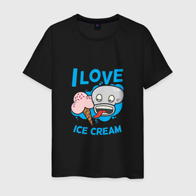 Мужская футболка хлопок с принтом Love ice cream в Новосибирске, 100% хлопок | прямой крой, круглый вырез горловины, длина до линии бедер, слегка спущенное плечо. | 