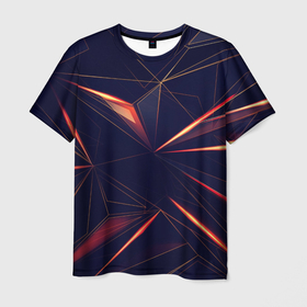 Мужская футболка 3D с принтом Темная абстракция треугольники в Курске, 100% полиэфир | прямой крой, круглый вырез горловины, длина до линии бедер | 