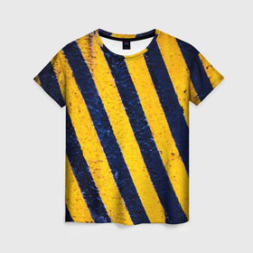 Женская футболка 3D с принтом Предупреждающие полосы на асфальте в Тюмени, 100% полиэфир ( синтетическое хлопкоподобное полотно) | прямой крой, круглый вырез горловины, длина до линии бедер | 