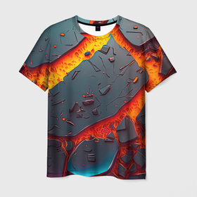 Мужская футболка 3D с принтом Мультяшная лава в Петрозаводске, 100% полиэфир | прямой крой, круглый вырез горловины, длина до линии бедер | 