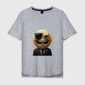 Мужская футболка хлопок Oversize с принтом Веселый смайлик в Кировске, 100% хлопок | свободный крой, круглый ворот, “спинка” длиннее передней части | 