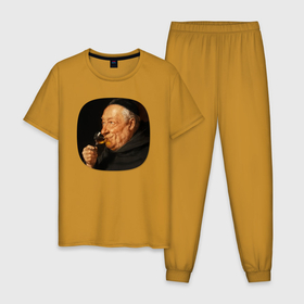 Мужская пижама хлопок с принтом Картина ренессанса   Эдуард фон Грютцнер   монах в Новосибирске, 100% хлопок | брюки и футболка прямого кроя, без карманов, на брюках мягкая резинка на поясе и по низу штанин
 | Тематика изображения на принте: 