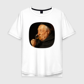 Мужская футболка хлопок Oversize с принтом Картина ренессанса   Эдуард фон Грютцнер   монах в Новосибирске, 100% хлопок | свободный крой, круглый ворот, “спинка” длиннее передней части | Тематика изображения на принте: 