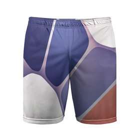 Мужские шорты спортивные с принтом Узор из синих, фиолетовых, белых и оранжевых камней в Тюмени,  |  | 