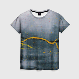 Женская футболка 3D с принтом Серо светлый абстрактный туман и краски в Петрозаводске, 100% полиэфир ( синтетическое хлопкоподобное полотно) | прямой крой, круглый вырез горловины, длина до линии бедер | Тематика изображения на принте: 