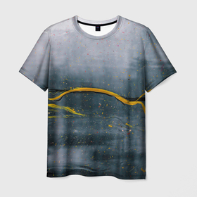 Мужская футболка 3D с принтом Серо светлый абстрактный туман и краски в Петрозаводске, 100% полиэфир | прямой крой, круглый вырез горловины, длина до линии бедер | 
